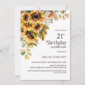 Rustieke Zonnebloem Bloemen 21ste Verjaardagsfeest Kaart (Voorkant)