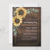 Rustieke Zonnebloem Bloemen 80ste Verjaardagsfeest Kaart (Voorkant)