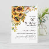 Rustieke Zonnebloem Bloemen 90ste Verjaardagsfeest Kaart (Staand voorkant)