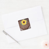 Rustieke Zonnebloem Bloemen Babys Breath Bruiloft Vierkante Sticker (Envelop)