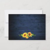 Rustieke Zonnebloem Bloemen Blauwe Houten Lichten  RSVP Kaartje (Achterkant)