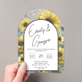 Rustieke Zonnebloem Bloemen Boeket Huwelijk Acryl Uitnodigingen (Insitu (Draagbaar))