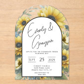 Rustieke Zonnebloem Bloemen Boeket Huwelijk Acryl Uitnodigingen (Voorkant)