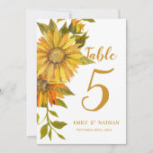 Rustieke Zonnebloem Bloemen Bruiloft Tafel Nummer Bedankkaart (Voorkant)