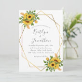 Rustieke Zonnebloem Bloemen Geometrische Bruiloft Kaart (Staand voorkant)