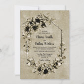 Rustieke Zonnebloem Bloemen Geometrische Bruiloft Kaart (Voorkant)