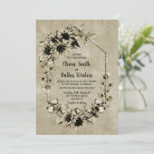 Rustieke Zonnebloem Bloemen Geometrische Bruiloft Kaart (Staand voorkant)