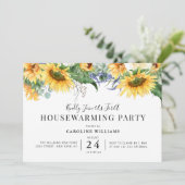 Rustieke Zonnebloem Bloemen Housewarming Party Kaart (Staand voorkant)