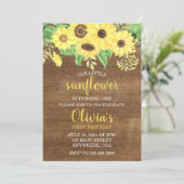 Rustieke Zonnebloem Bloemen Hout Zomer Eerste Verj Kaart (Staand voorkant)
