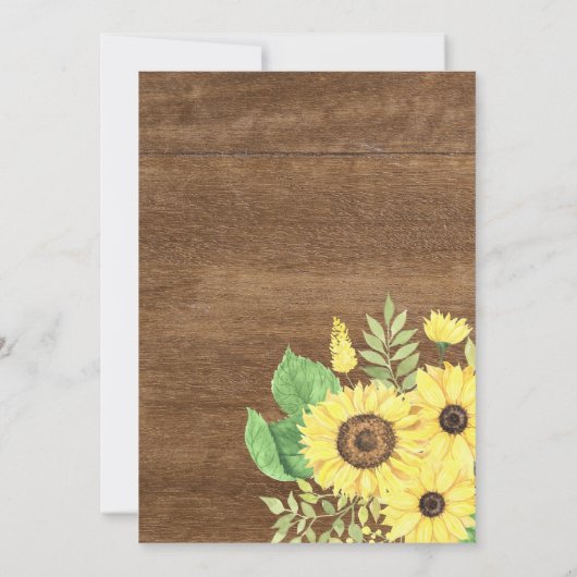 Rustieke Zonnebloem Bloemen Hout Zomer Eerste Verj Kaart (Achterkant)