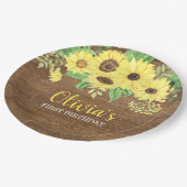 Rustieke Zonnebloem Bloemen Hout Zomer Eerste Verj Papieren Bordje (Gekanteld)