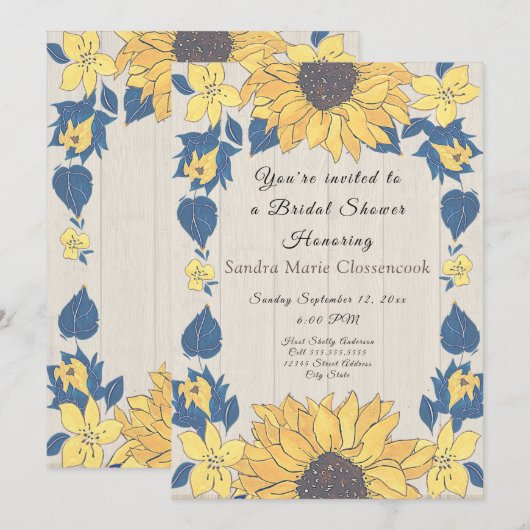 Rustieke Zonnebloem Bloemen Huwelijk Vrijgezellenf Kaart (Voorkant / Achterkant)