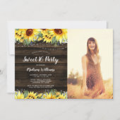 Rustieke Zonnebloem Bloemen Lichten Zoet 16 Foto Kaart (Voorkant)