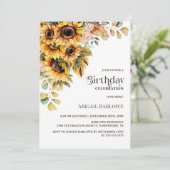 Rustieke Zonnebloem Bloemen Verjaardagsfeest Kaart (Staand voorkant)