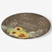 Rustieke Zonnebloem Bloemen Waterverf Baby shower Papieren Bordje (Gekanteld)