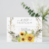 Rustieke Zonnebloem Bloemen Waterverf Krans RSVP (Staand voorkant)