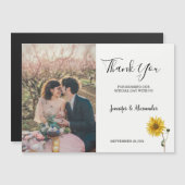 Rustieke zonnebloem bloemenfoto Dank u Magnetische Uitnodiging (Voorkant / Achterkant)