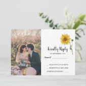 Rustieke zonnebloem bloemenfoto land RSVP Bruiloft Kaart (Staand voorkant)