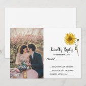 Rustieke zonnebloem bloemenfoto land RSVP Bruiloft Kaart (Voorkant / Achterkant)