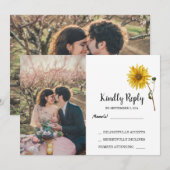 Rustieke zonnebloem bloemenfoto land RSVP Bruiloft Kaart (Voorkant / Achterkant)