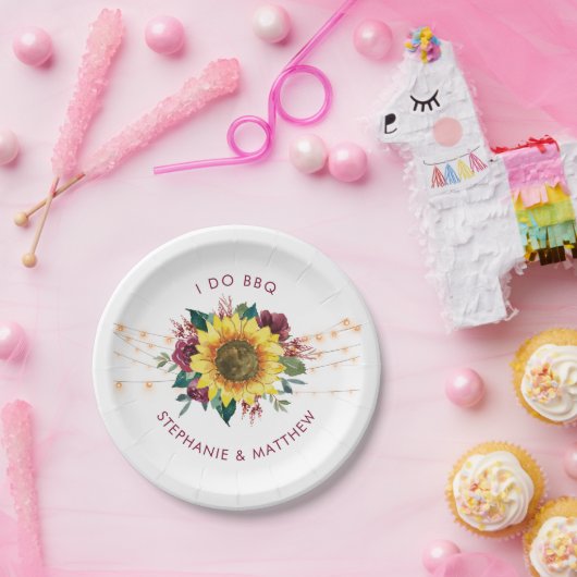 Rustieke Zonnebloem Bloemenverlichting Verloving I Papieren Bordje (Feest)