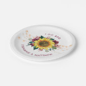 Rustieke Zonnebloem Bloemenverlichting Verloving I Papieren Bordje (Gekanteld)