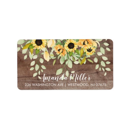 Rustieke zonnebloem bloemstuk retouradres sticker (Voorkant)