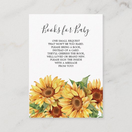 Rustieke Zonnebloem Boeken voor Baby Kaart (Voorkant)
