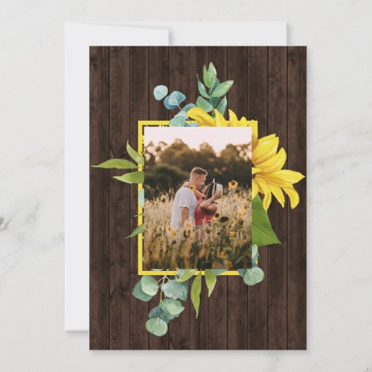 Rustieke Zonnebloem Boeket bruiloft Kaart (Achterkant)