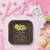 Rustieke Zonnebloem Boeket Familie Leuke Dag Papieren Bordje (Feest)