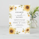 Rustieke Zonnebloem Border Wedding Kaart (Staand voorkant)