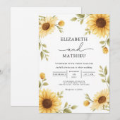 Rustieke Zonnebloem Border Wedding Kaart (Voorkant / Achterkant)