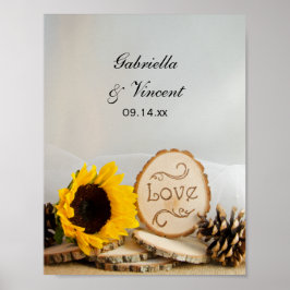 Rustieke Zonnebloem Bos Bruiloft Poster