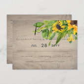 Rustieke Zonnebloem Bosbruiloft RSVP Briefkaart (Voorkant / Achterkant)