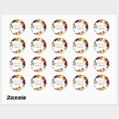 Rustieke Zonnebloem & Bourgogne Bloemen Monogram - Ronde Sticker (Vel)