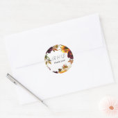 Rustieke Zonnebloem & Bourgogne Bloemen Monogram - Ronde Sticker (Envelop)
