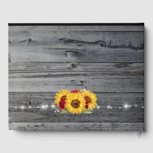 Rustieke Zonnebloem Bourgogne Rode Rose Wood Bruil Gastenboek (Achterkant)