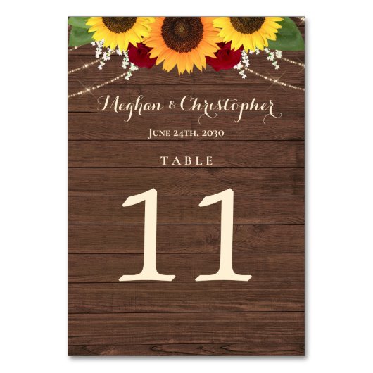 Rustieke Zonnebloem Bourgogne Rode Rozen Hout Brui Kaart (Achterkant)