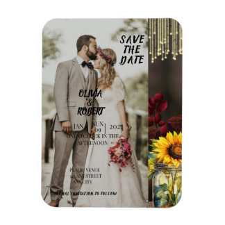 Rustieke Zonnebloem, Bourgogne roos, Hout, Licht,  Magneet