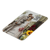 Rustieke Zonnebloem, Bourgogne roos, Hout, Licht,  Magneet (Linkerzijde)