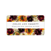 Rustieke Zonnebloem Bourgondië  Bloem Adreslabel Etiket (Voorkant)