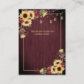 Rustieke Zonnebloem Bourgondië Hout Bloemen Detail Informatiekaartje (Achterkant)