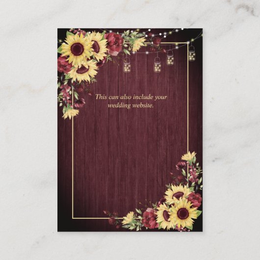 Rustieke Zonnebloem Bourgondië Hout Bloemen Detail Informatiekaartje (Achterkant)