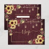 Rustieke Zonnebloem Bourgondië Hout Bloemen RSVP G (Voorkant / Achterkant)