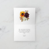 Rustieke Zonnebloem Bourgondië Peony Vrijgezellenf Bedankkaart (Binnen)