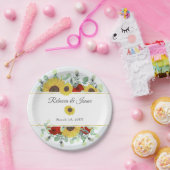 Rustieke Zonnebloem Bourgondië Rode Bloemen Bruilo Papieren Bordje (Feest)