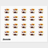 Rustieke Zonnebloem & Bourgondische Bloemen Dank u Ronde Sticker (Vel)