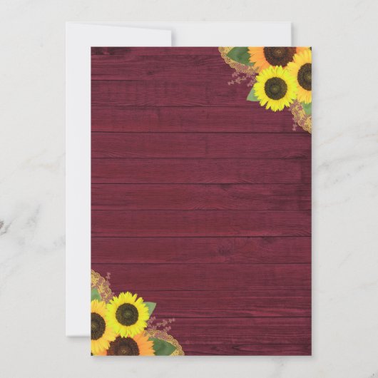 Rustieke Zonnebloem Bourgondische String Lights Br Kaart (Achterkant)