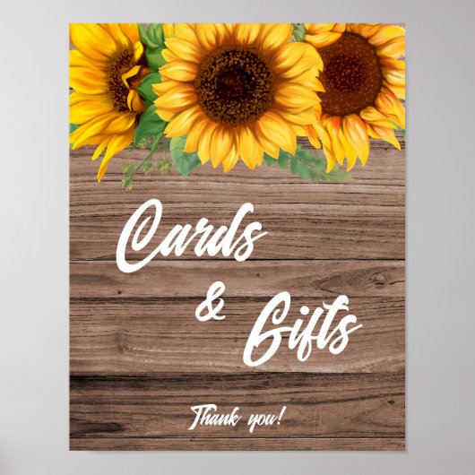 Rustieke Zonnebloem Bruids Kaarten en Geschenken t Poster (Voorkant)