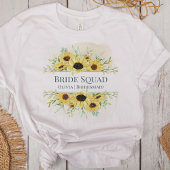 Rustieke zonnebloem bruids squad t-shirt